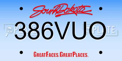 386VUO South Dakota License Plate
