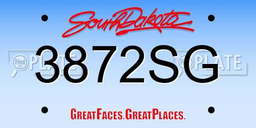 3872SG South Dakota License Plate