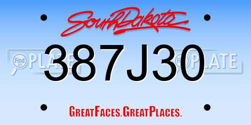 387J30 South Dakota License Plate