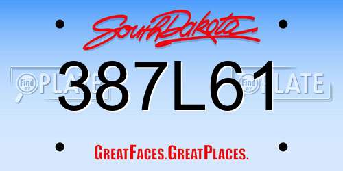 387L61 South Dakota License Plate