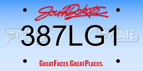 387LG1 South Dakota License Plate