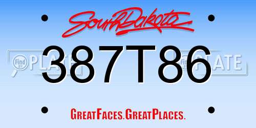 387T86 South Dakota License Plate