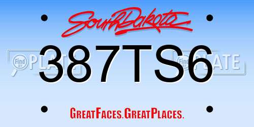 387TS6 South Dakota License Plate