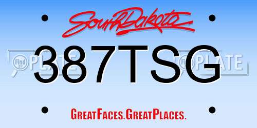 387TSG South Dakota License Plate