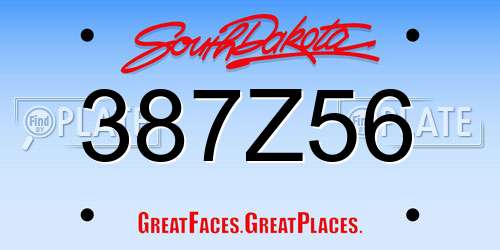 387Z56 South Dakota License Plate