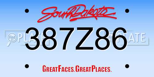 387Z86 South Dakota License Plate