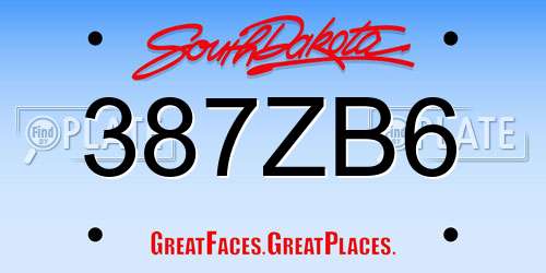 387ZB6 South Dakota License Plate