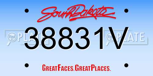 38831V South Dakota License Plate
