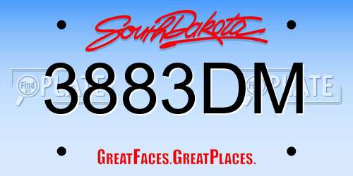 3883DM South Dakota License Plate