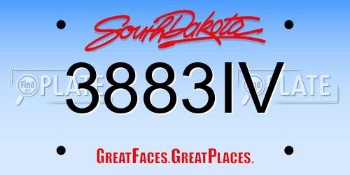 3883IV South Dakota License Plate