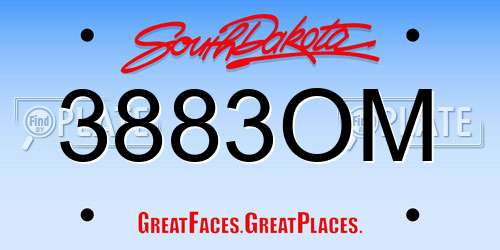 3883OM South Dakota License Plate