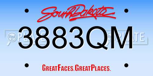 3883QM South Dakota License Plate