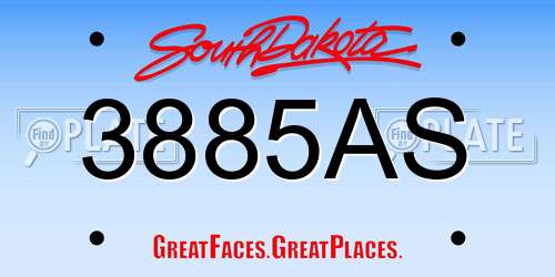 3885AS South Dakota License Plate