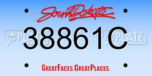 38861C South Dakota License Plate
