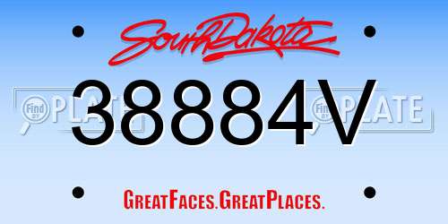 38884V South Dakota License Plate