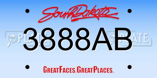 3888AB South Dakota License Plate