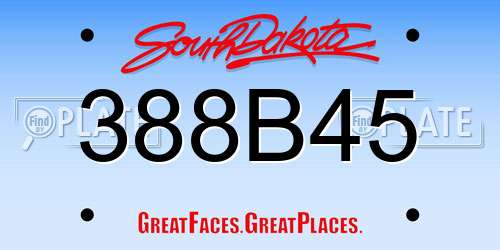 388B45 South Dakota License Plate