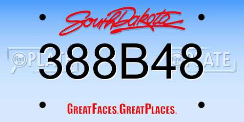 388B48 South Dakota License Plate