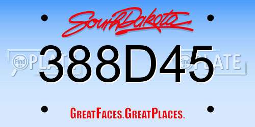 388D45 South Dakota License Plate