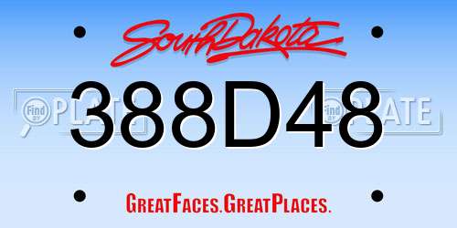 388D48 South Dakota License Plate