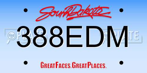 388EDM South Dakota License Plate