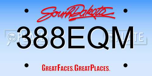 388EQM South Dakota License Plate