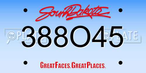 388O45 South Dakota License Plate