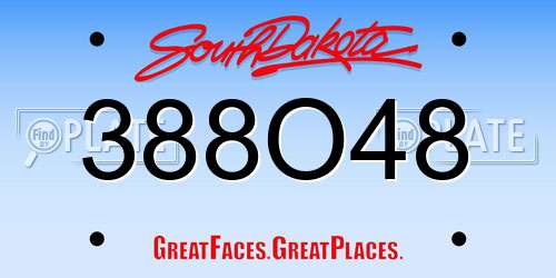 388O48 South Dakota License Plate
