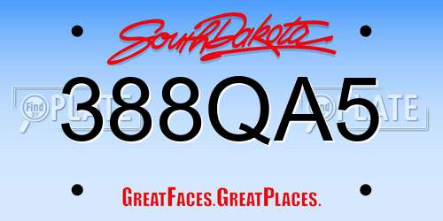388QA5 South Dakota License Plate