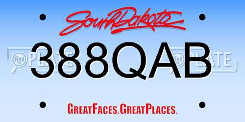388QAB South Dakota License Plate