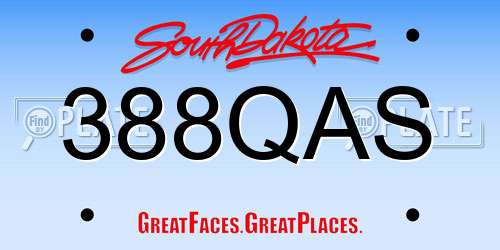 388QAS South Dakota License Plate