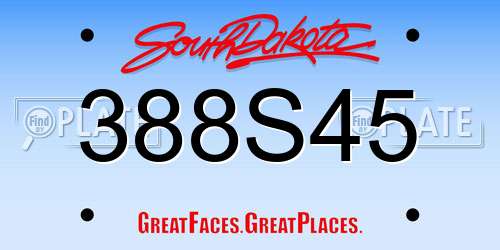 388S45 South Dakota License Plate