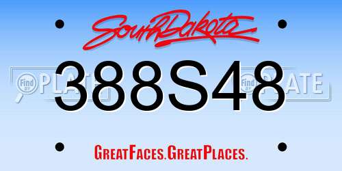 388S48 South Dakota License Plate