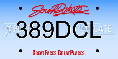 389DCL South Dakota License Plate