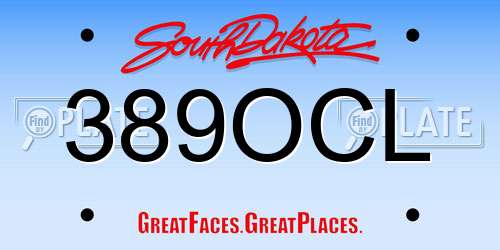 389OCL South Dakota License Plate