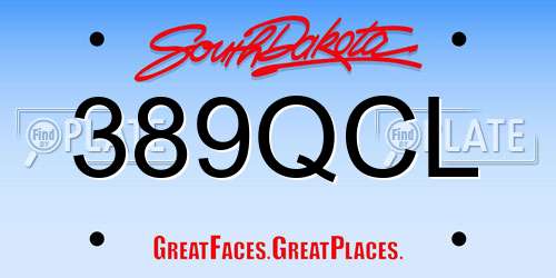 389QCL South Dakota License Plate