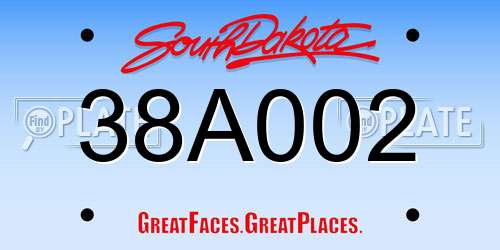 38A002 South Dakota License Plate