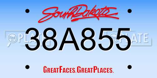 38A855 South Dakota License Plate