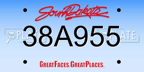 38A955 South Dakota License Plate