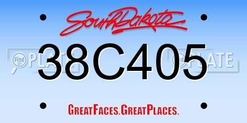 38C405 South Dakota License Plate