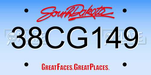 38CG149 South Dakota License Plate