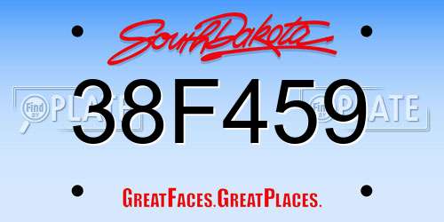 38F459 South Dakota License Plate