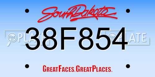 38F854 South Dakota License Plate