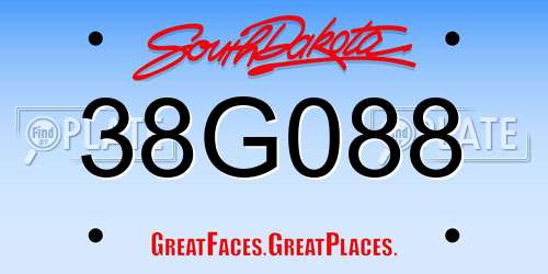 38G088 South Dakota License Plate