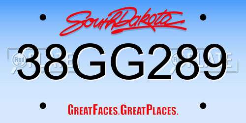 38GG289 South Dakota License Plate