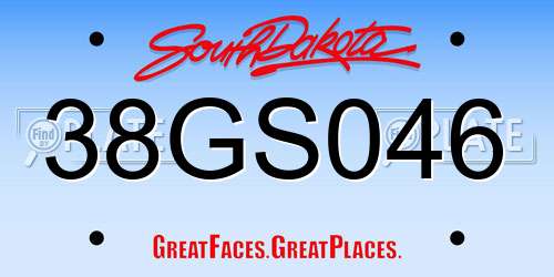 38GS046 South Dakota License Plate