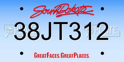 38JT312 South Dakota License Plate