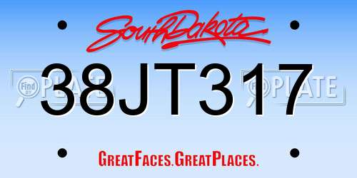 38JT317 South Dakota License Plate