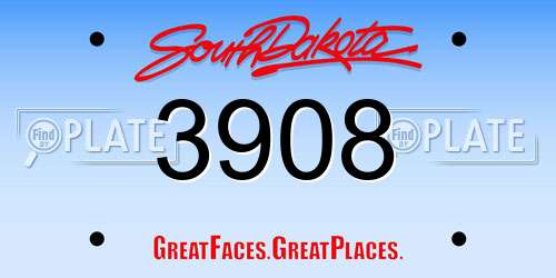 3908 South Dakota License Plate
