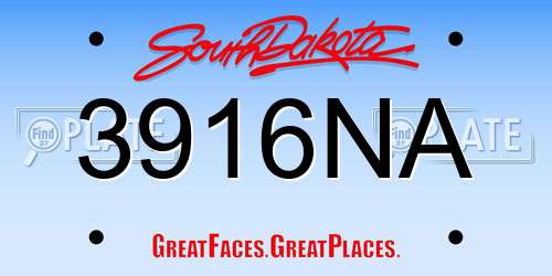 3916NA South Dakota License Plate